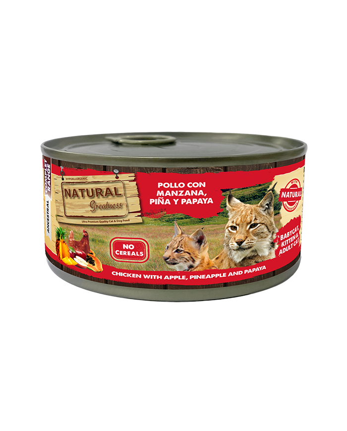 NATURAL GREATNESS (CAT) - POLLO CON MANZANA, PIÑA Y PAPAYA 185 G
