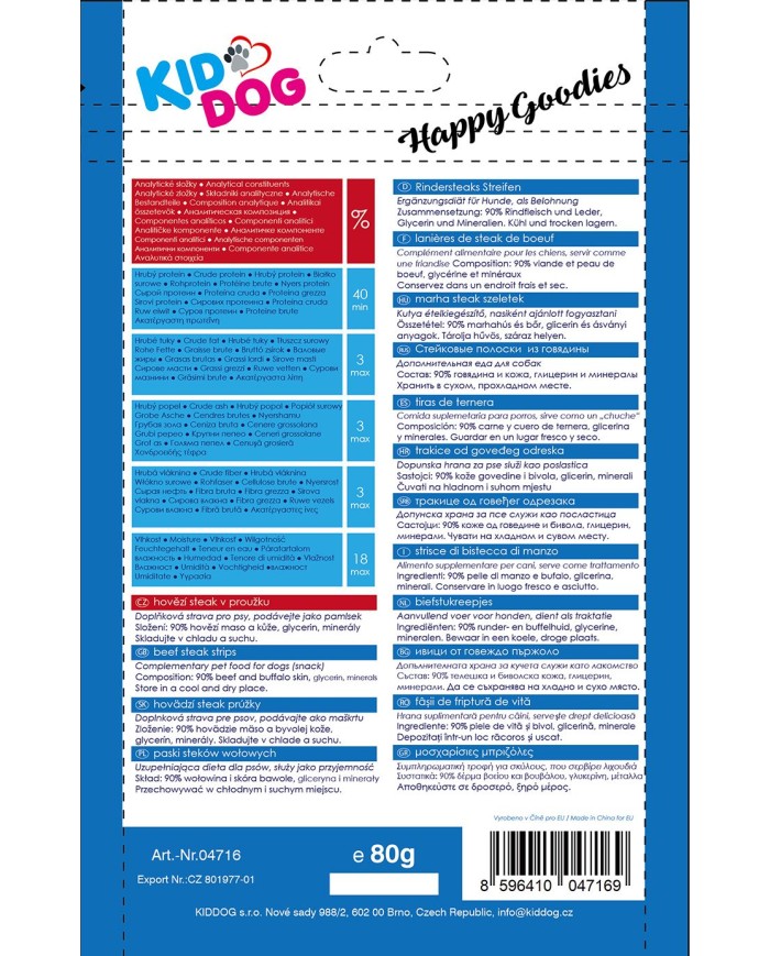 KIDDOG - BEEF STEAK IN STRIP (80 G)