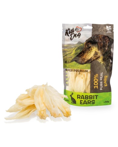 KIDDOG - SUPER PREMIUM 100 % Orejas de Conejo (50 G)