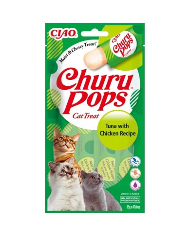 CHURU POPS -  palitos de atún con pollo para gatos en tubos